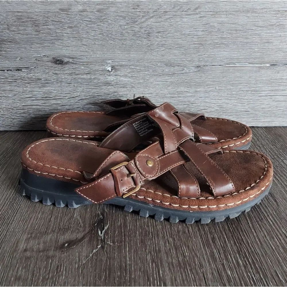 Vintage 90s Rugged Outback Brown Strappy Chunky Sandals Size 11